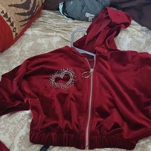 Red velvet jogging suit